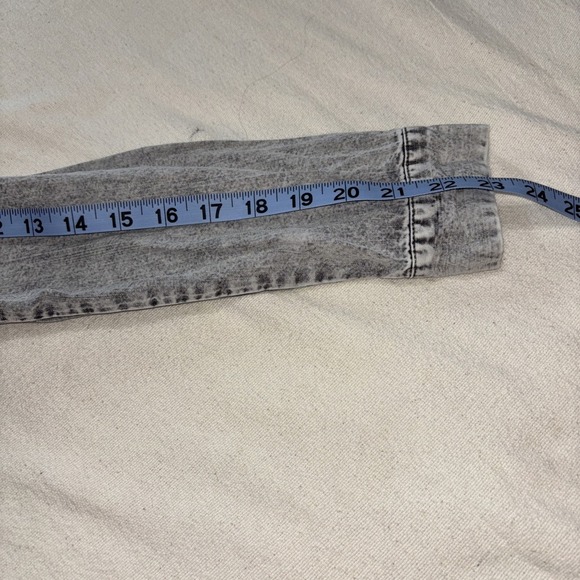 Jane + Delancey Chambray Top Gray Washed‎ Button-Up Long  Roll Tab Sleeves SzM - Picture 5 of 6